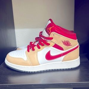 Jordan 1’s Mid Curry Cardinal Red
